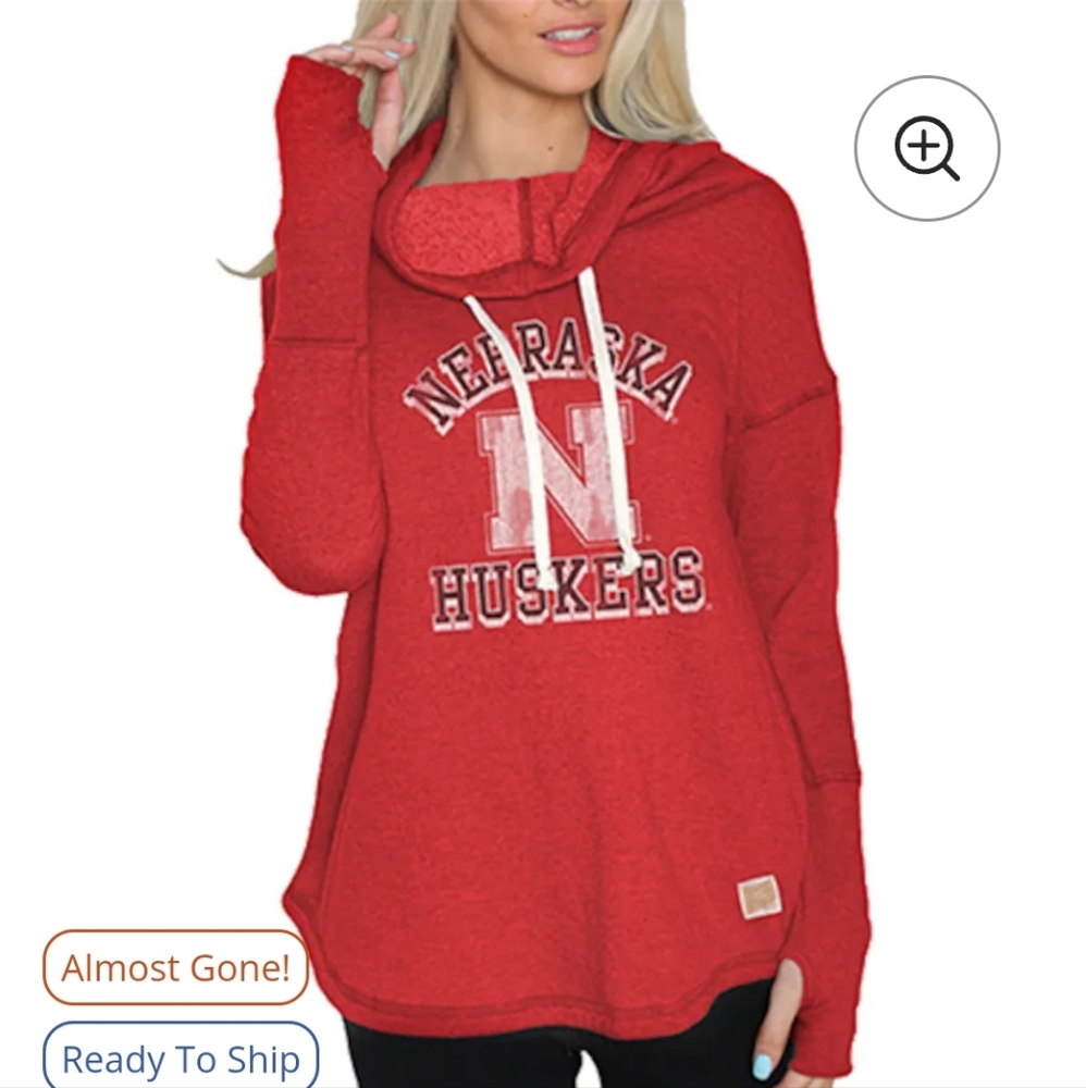 Original Retro Brand NWT Nebraska Cornhuskers funnel neck hoodie fleece L/XL red